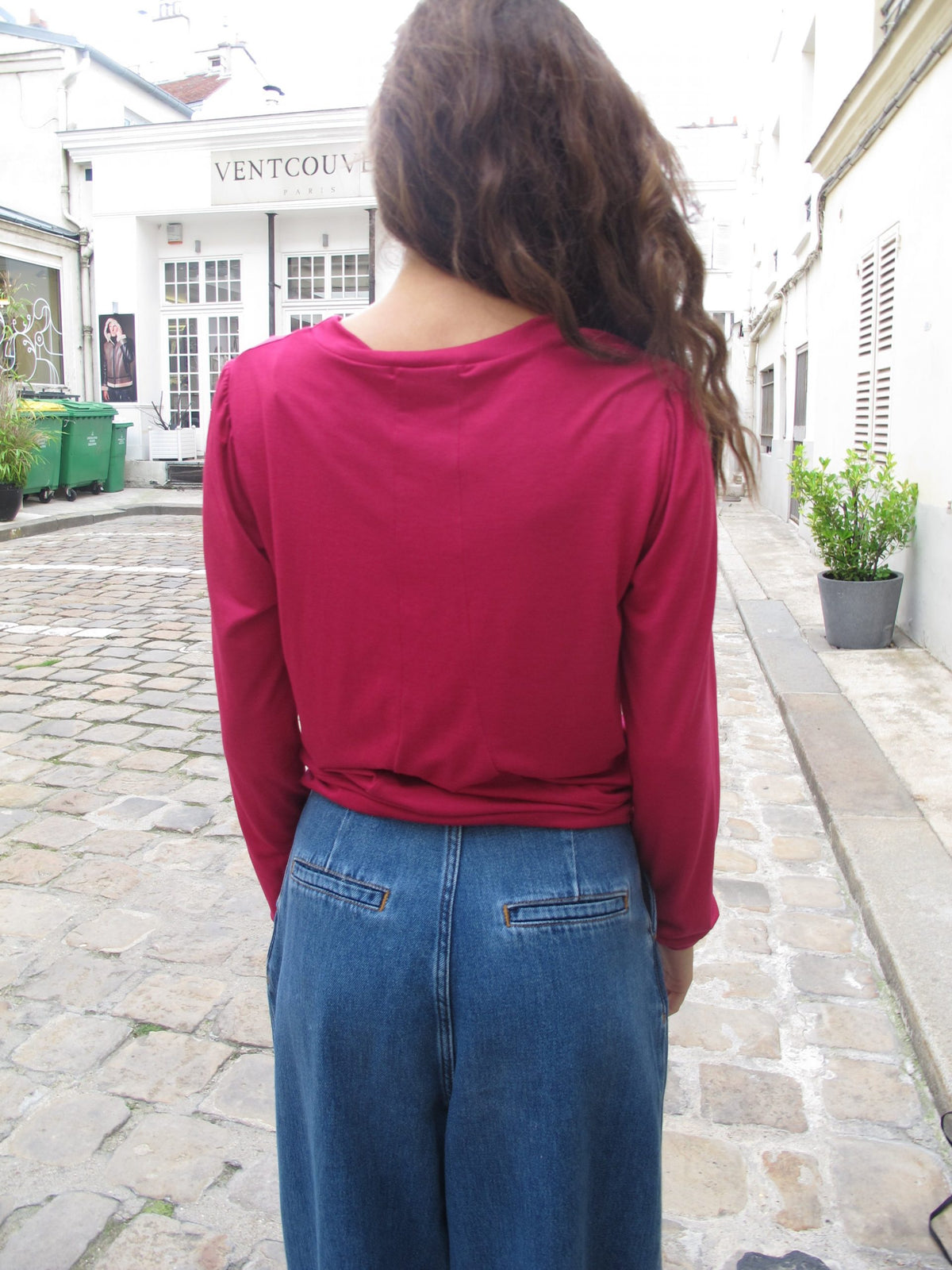 Cassy - Soft Jersey Ruched Top - Magenta