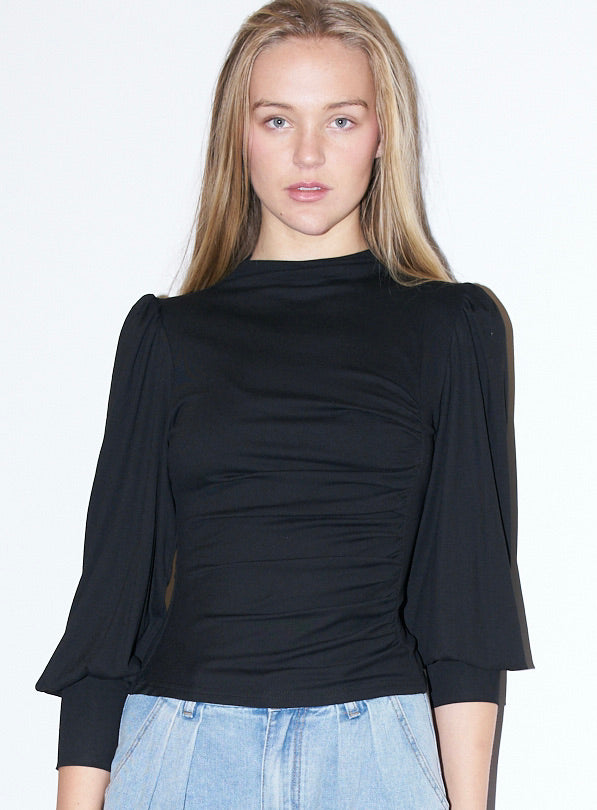 Avery - Ruched Jersey Top - Black