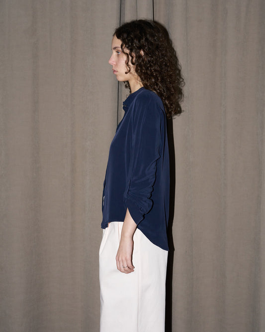 Whitney - Silk Shirt - Navy