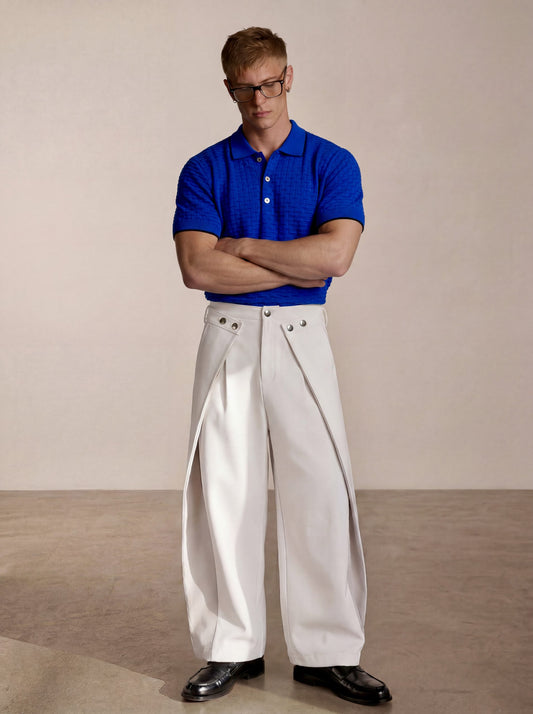 Zuri - Three Dimensional Pleated Pants - White Cloud
