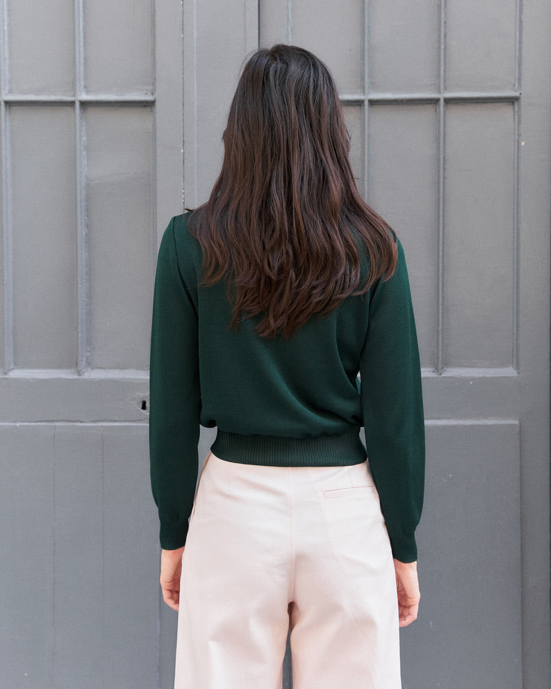 Armeca-Silk blend Cropped Cardigan-Green