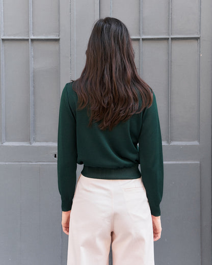 Armeca-Silk blend Cropped Cardigan-Green
