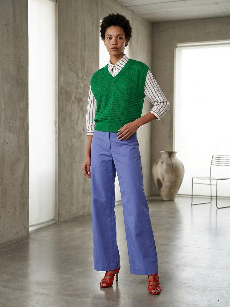Pat - Textured Cropped Silk-Cotton Vest