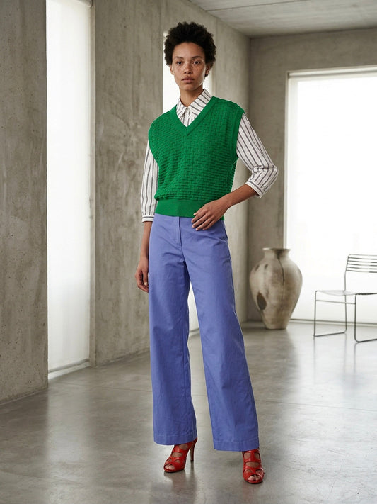 Pat - Textured Cropped Silk-Cotton Vest