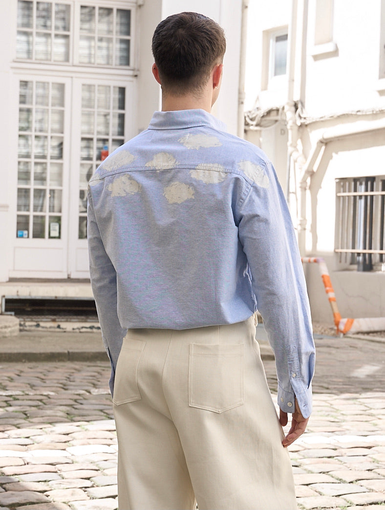 Gavin - Oxford Shirt with Hand Printed Clouds
