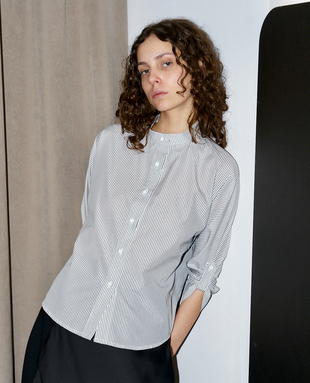 Whitney - Stripe Shirt - B & W