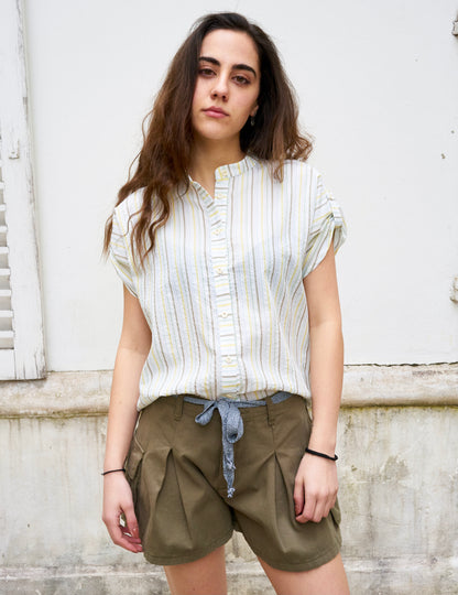 Rori-Seersucker Short Sleeve Shirt-Stripe