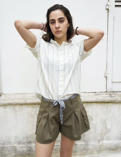 Rori-Seersucker Short Sleeve Shirt-Stripe