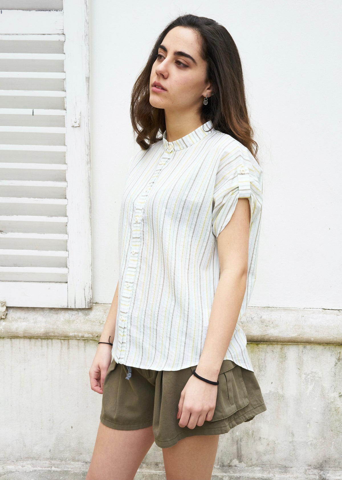 Rori-Seersucker Short Sleeve Shirt-Stripe