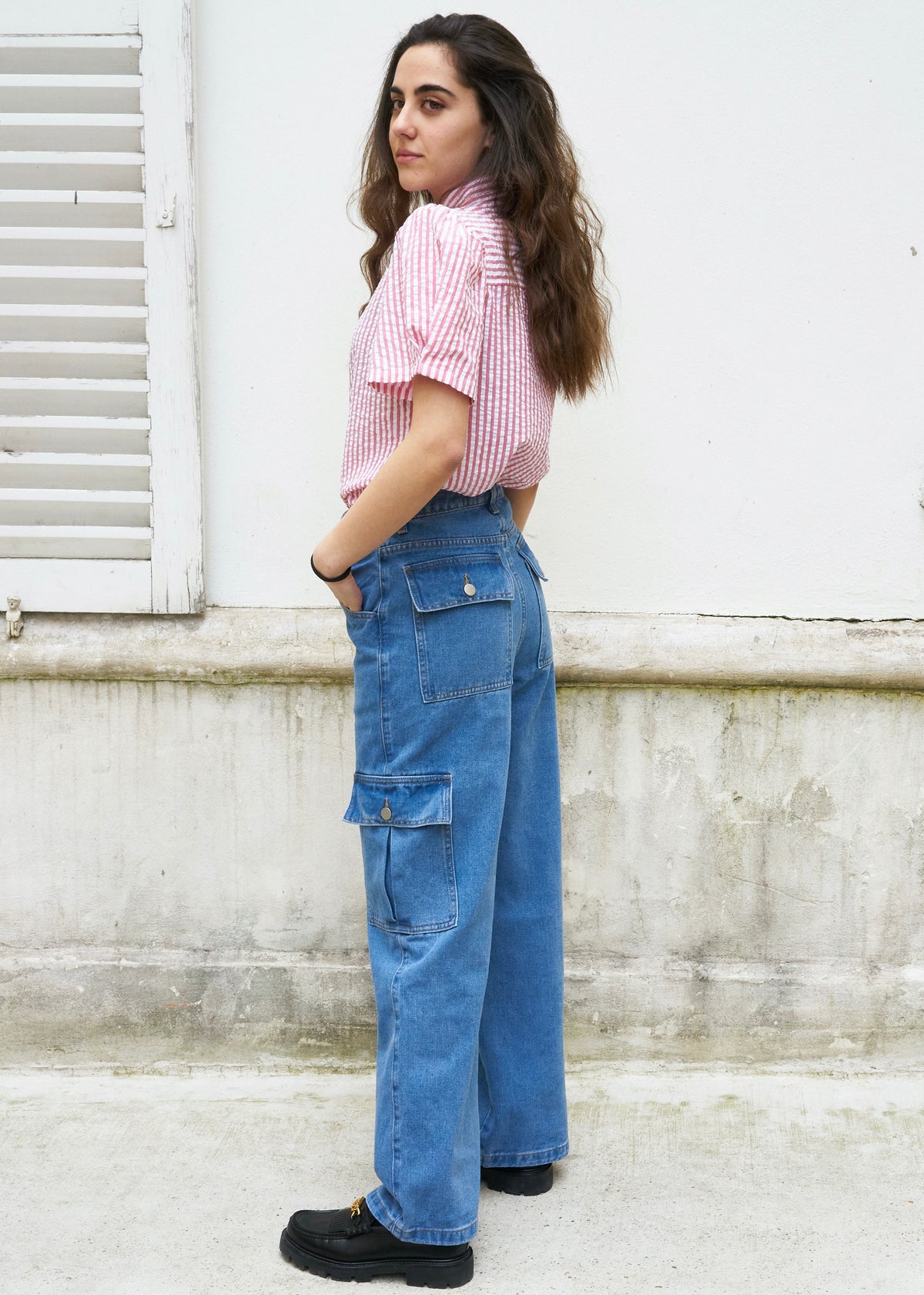 Bella-Wide Leg High Waist Cargo Jeans