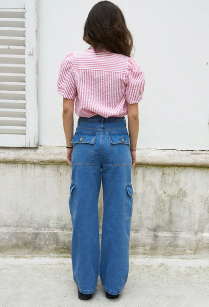 Bella-Wide Leg High Waist Cargo Jeans