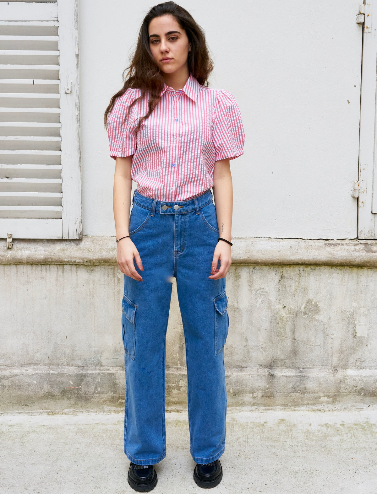 Bella-Wide Leg High Waist Cargo Jeans