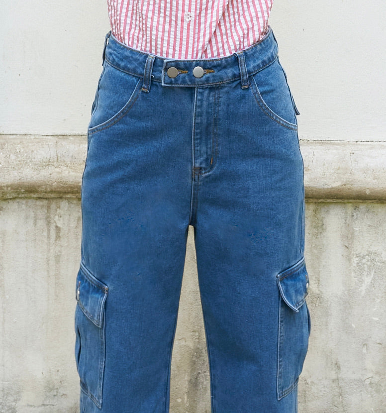 Bella-Wide Leg High Waist Cargo Jeans