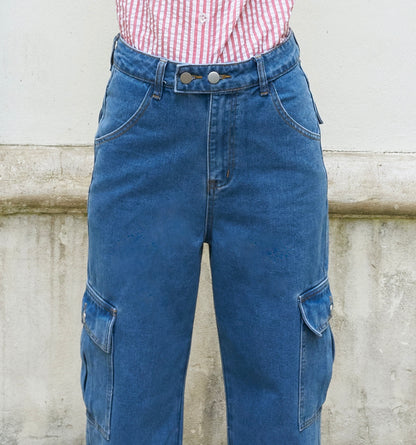 Bella-Wide Leg High Waist Cargo Jeans