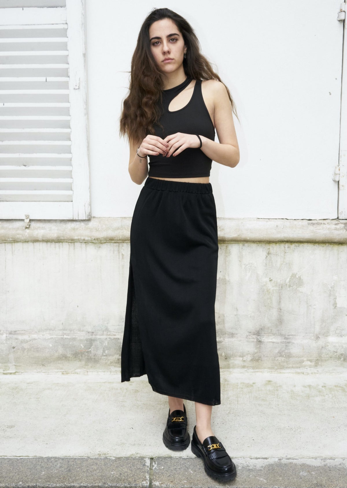 Kirsten-Midi Slit Knit Skirt