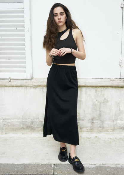 Kirsten-Midi Slit Knit Skirt