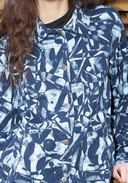 Roux-Oversized Abstract Print Work Jacket