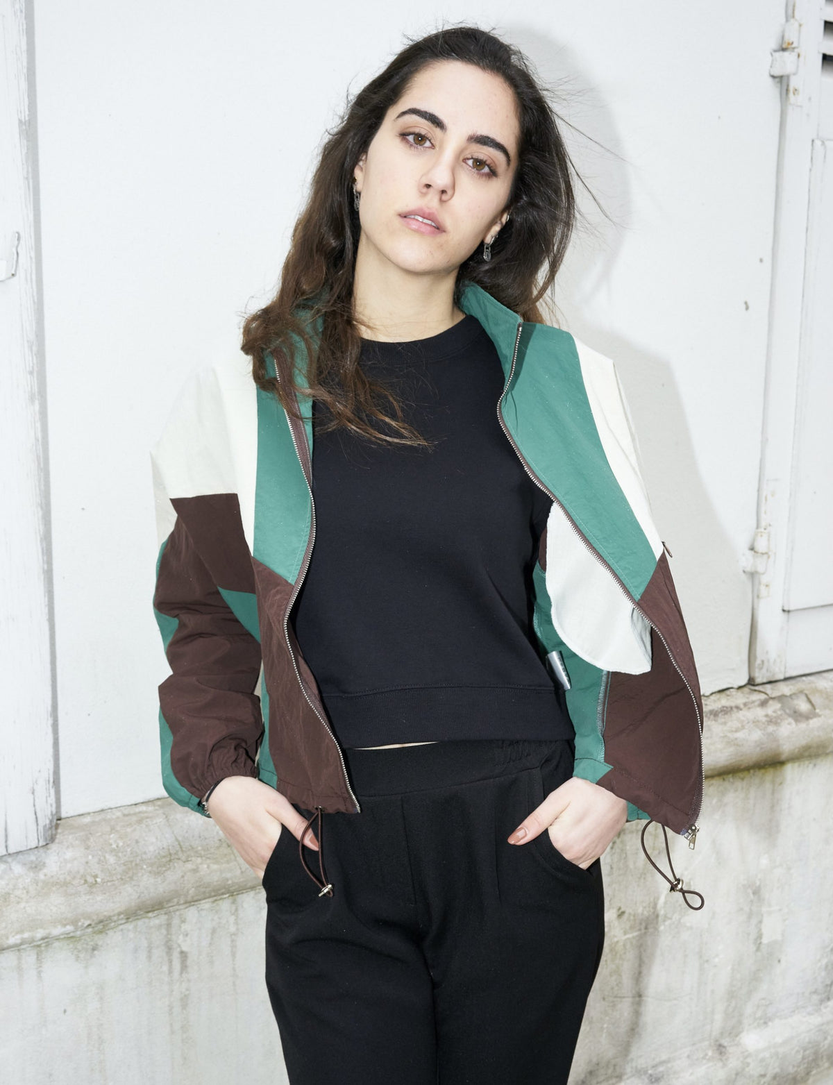 Aylin-Cropped Colorblock Windbreaker Jacket