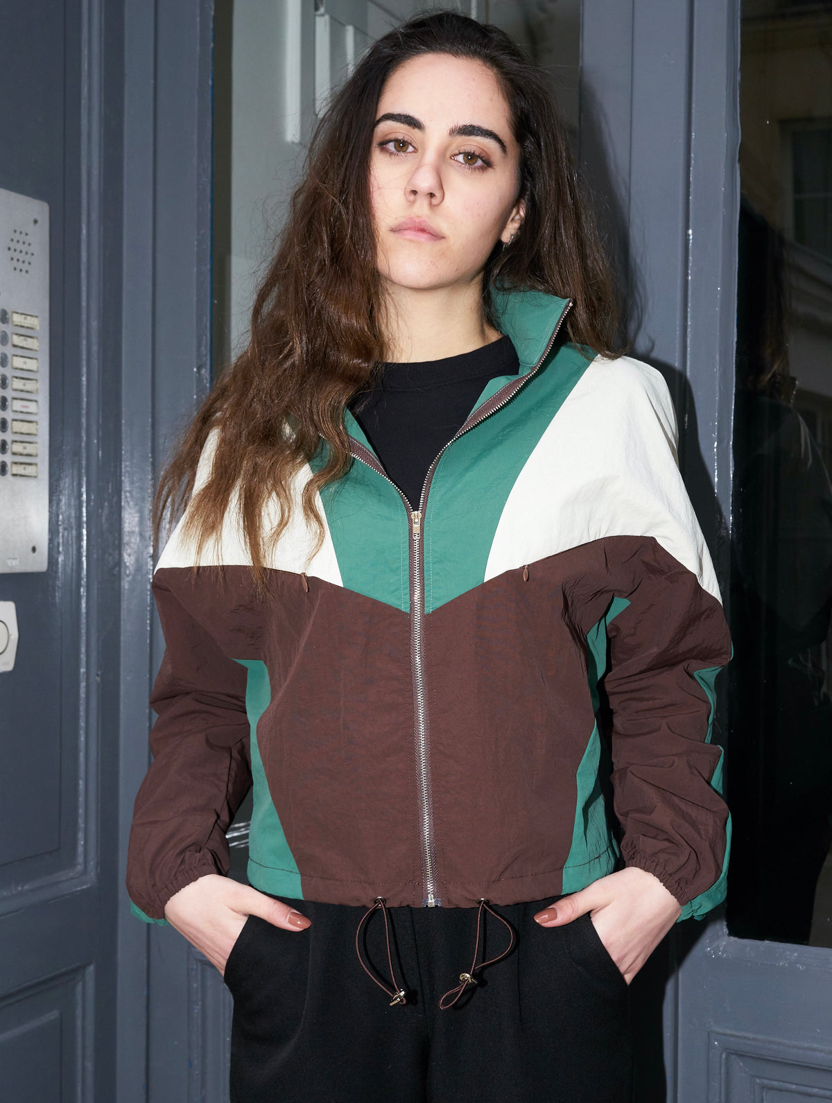Aylin-Cropped Colorblock Windbreaker Jacket