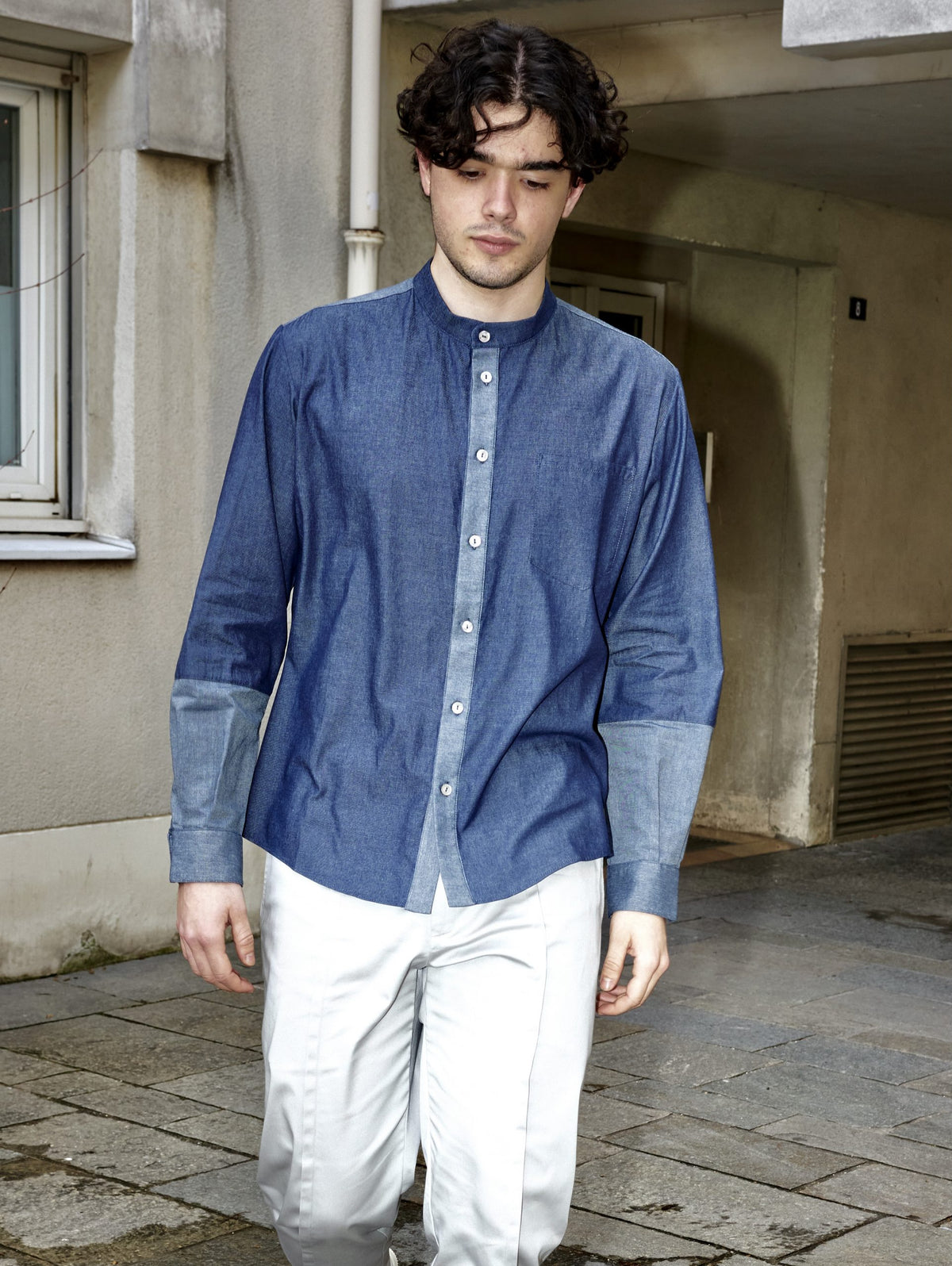 Remi-Denim Shirt With Two Toned Details