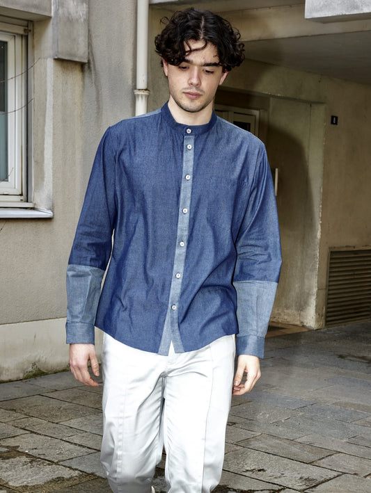 Remi-Denim Shirt With Two Toned Details