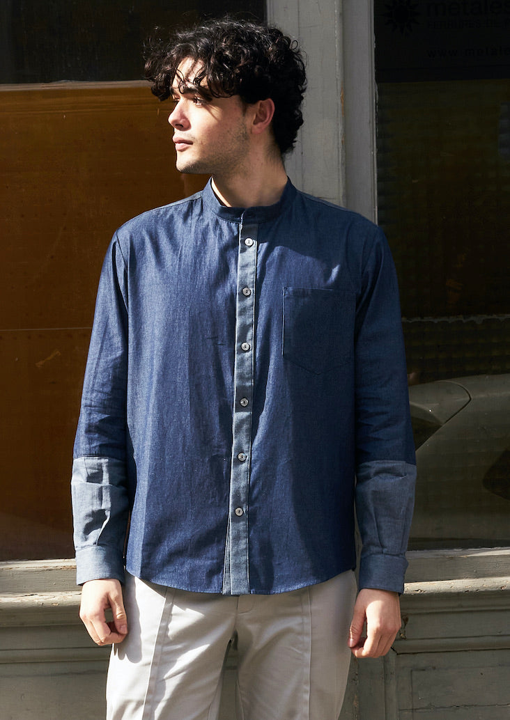 Remi-Denim Shirt With Two Toned Details