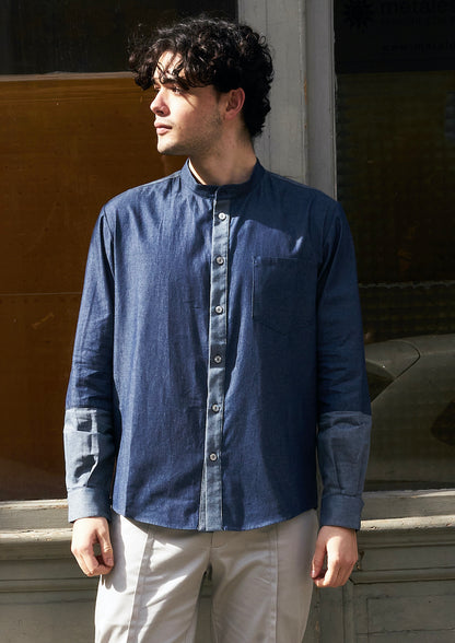Remi-Denim Shirt With Two Toned Details