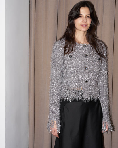 Cley - Metallic Fringed Knit Jacket