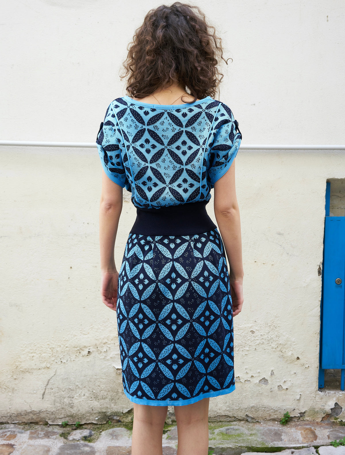 Electra-Jacquard Flower Knit Dress