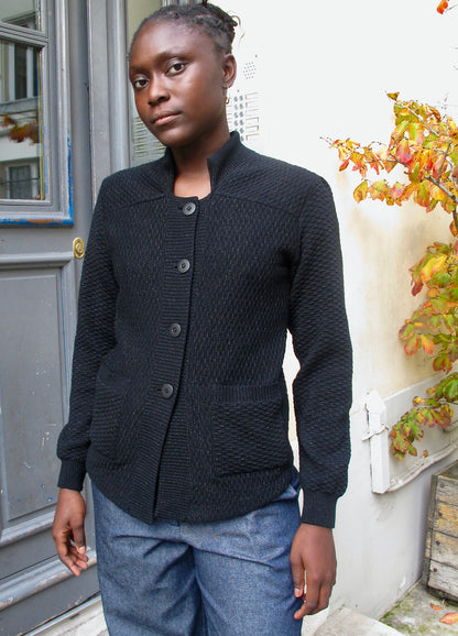 Fawna - Tailored Kniited Blazer - Metallic Black