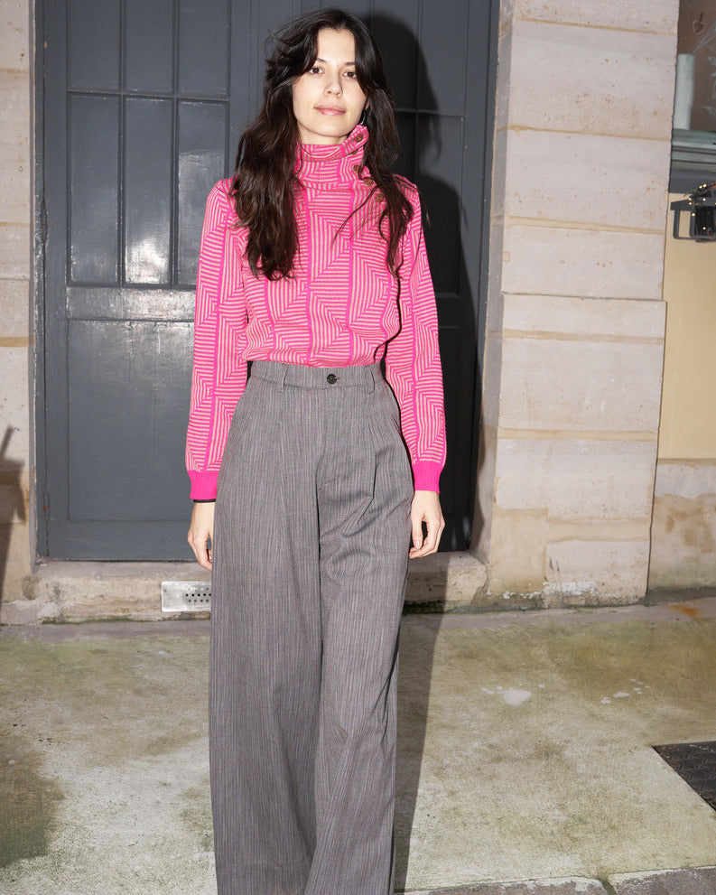 Daenerys-Wide Leg Light Wool Pants - Taupe
