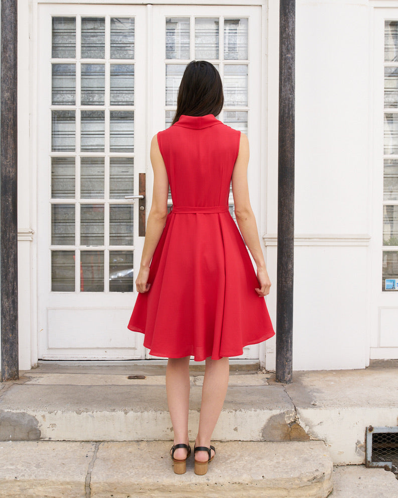 Reyna - Circle Wrap Dress - Red