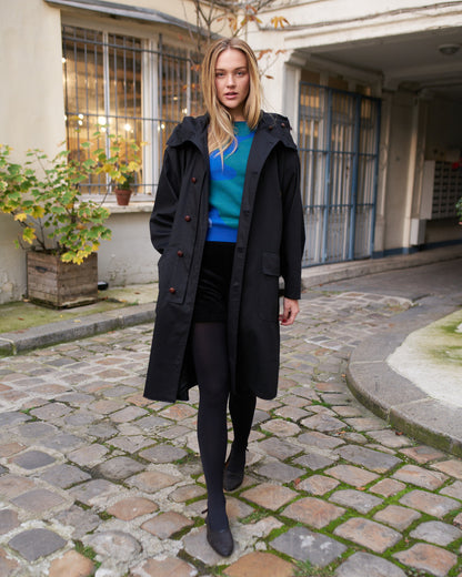 Josh - Oversized Tailored High Collar Hooded Trench Coat - W