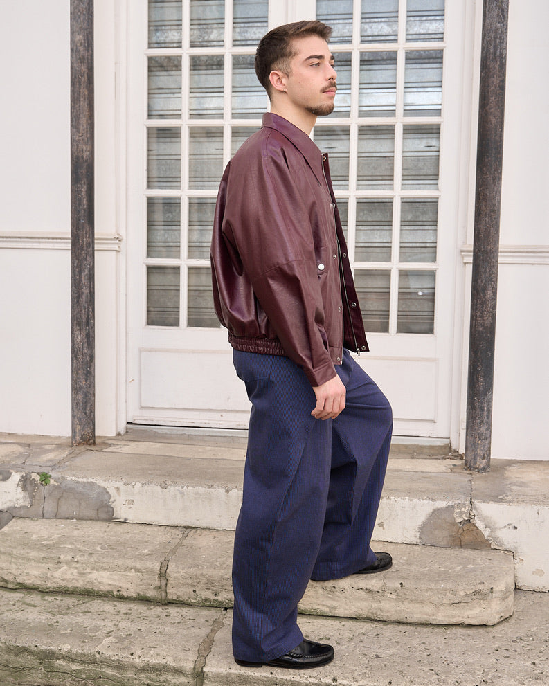 Ramon - Upcycled Vegan Leather Jacket - Burgundy - M