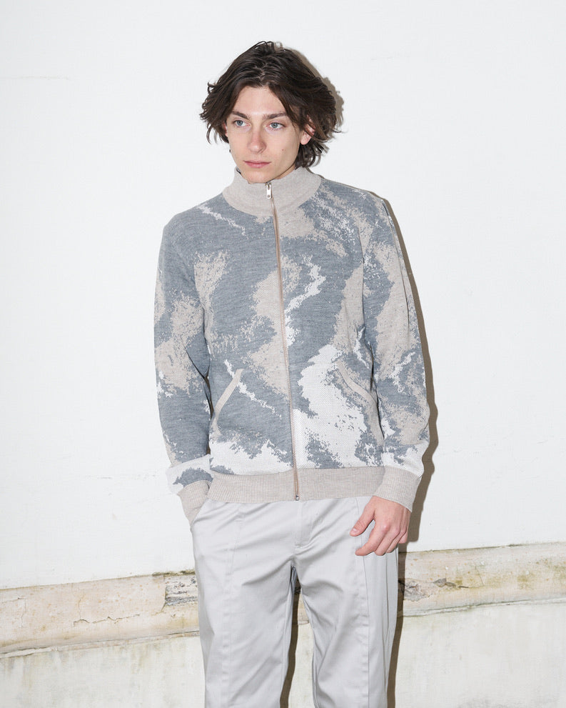 Bowen - Knitted Jacket with pockets - Abstract Marble