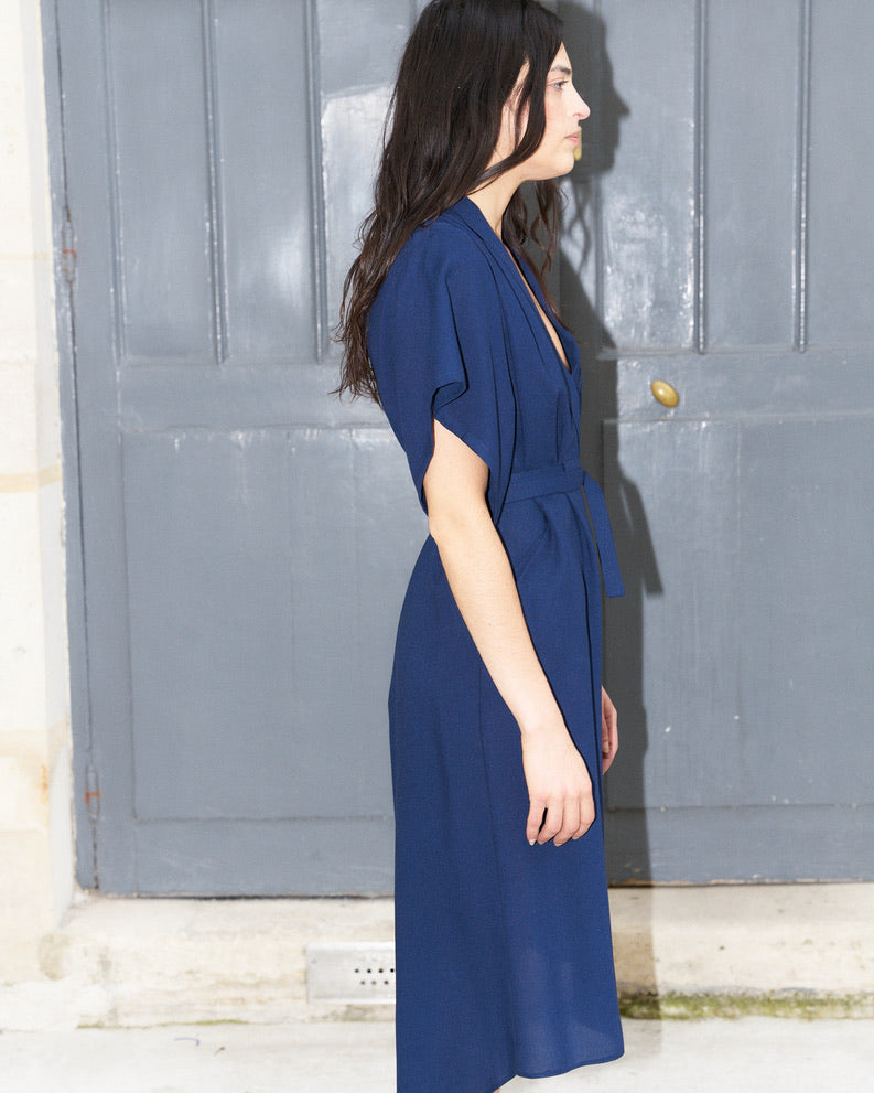 Dessa Modern Kimono style Dress-Navy Blue