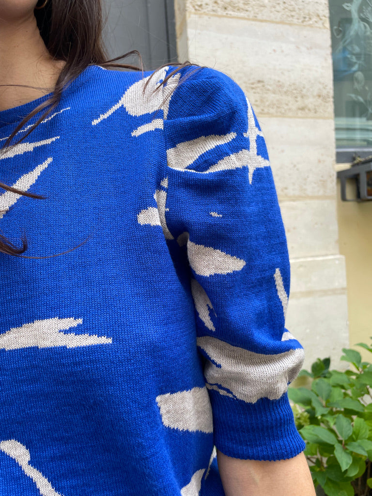 Desma - Puff Sleeve Paintbrush Sweater
