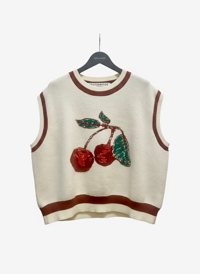 Elijah - Oversized Cherry Jacquard Soft Vest