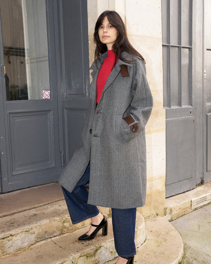 Zion - Herringbone Loose Wool Coat