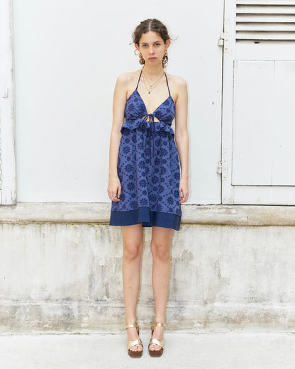 Calliope-Broderie Anglaise Short Halter Dress