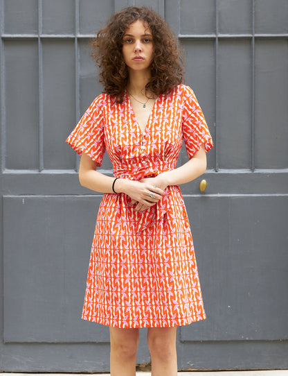 Rose-Cotton Print Dress