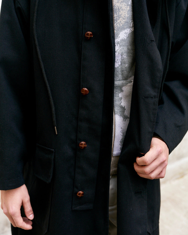 Josh - Oversized Tailored High Collar Hooded Trench Coat
