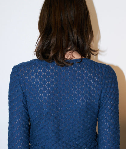 Sade - Texture Lace Knit light Sweater - Navy