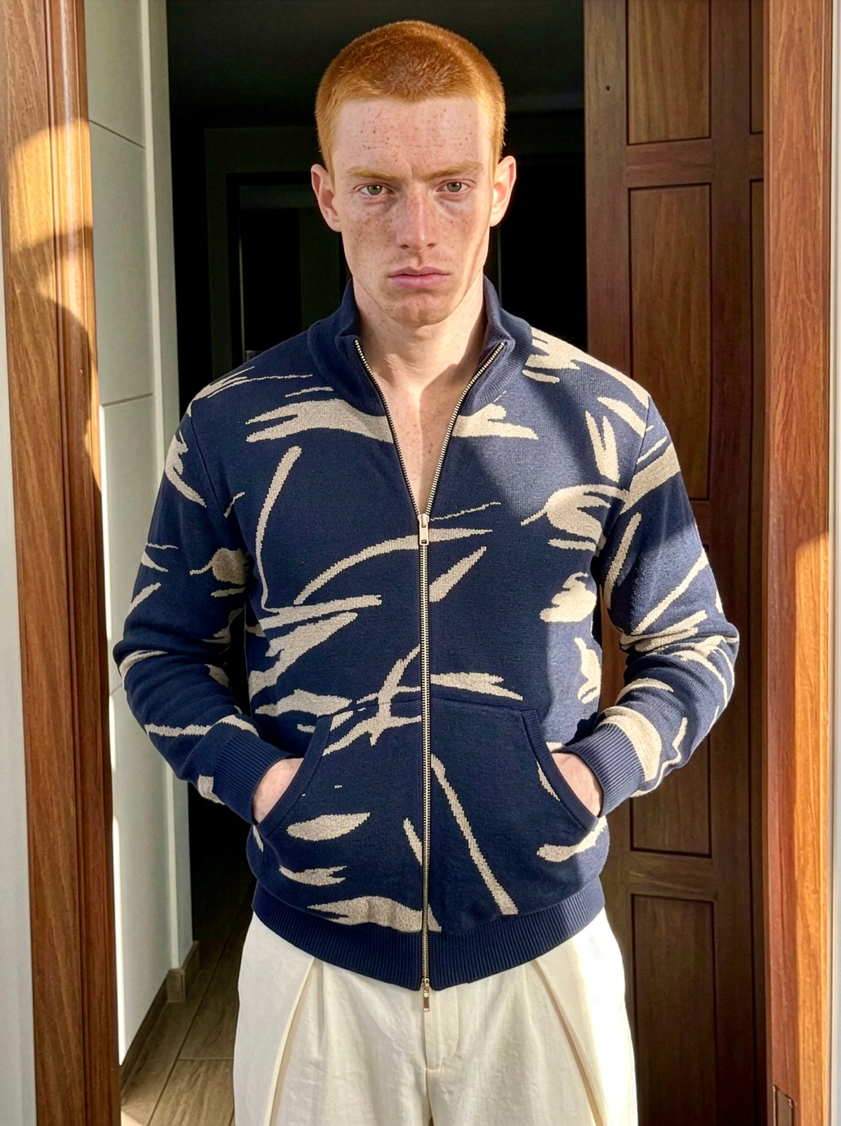 Diego - Knitted Jacquard Paintbrush Jacket