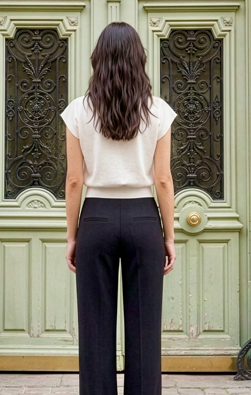Amber - Straigt Leg Fluid Crepe Pants - Black