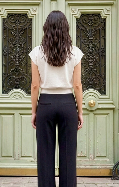 Amber - Straigt Leg Fluid Crepe Pants - Black