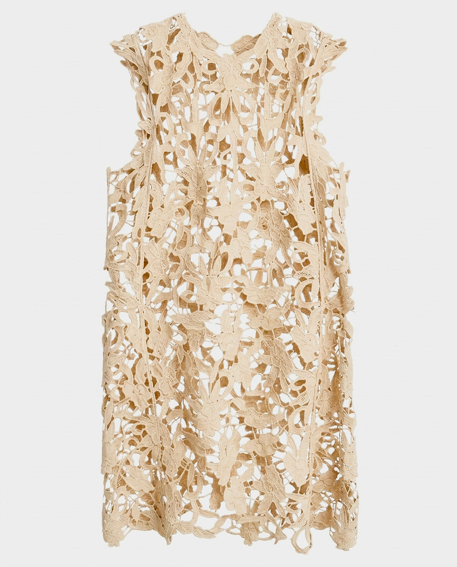 Ines - Gipoor Lace Shift Dress - Ivory