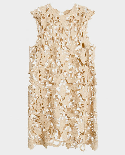 Ines - Gipoor Lace Shift Dress - Ivory