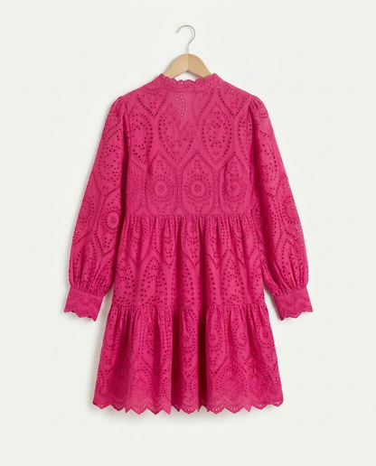 Maddy - Cotton Lace Mini Dress - Fuchsia