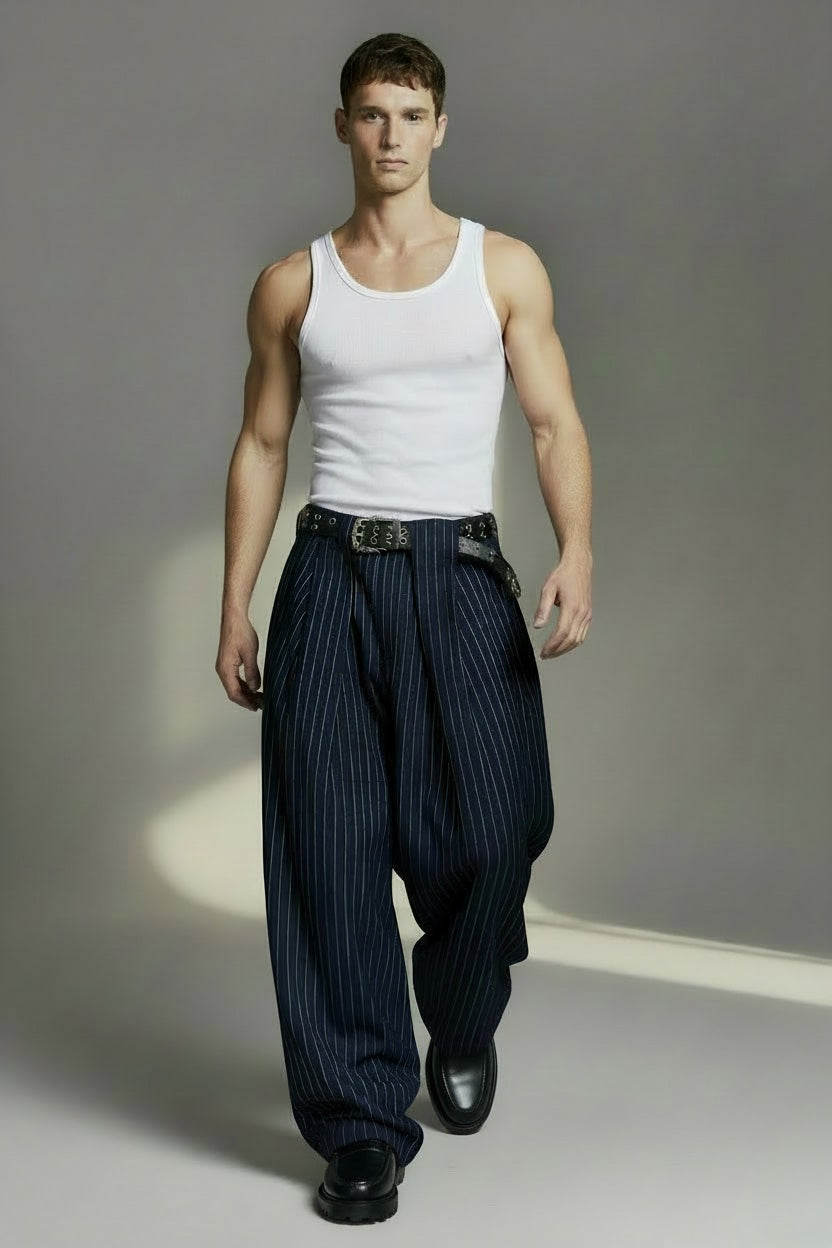 Hudson - Wide-leg pinstripe fluid pants